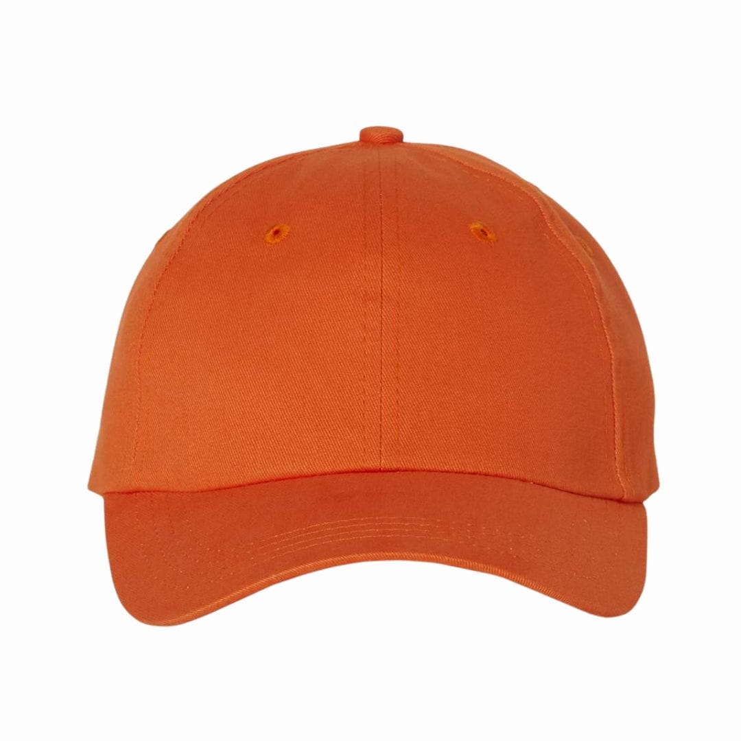 Orange baseball cap on a white background