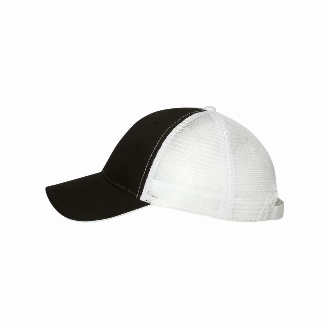Two-tone navy and white cap on a white background