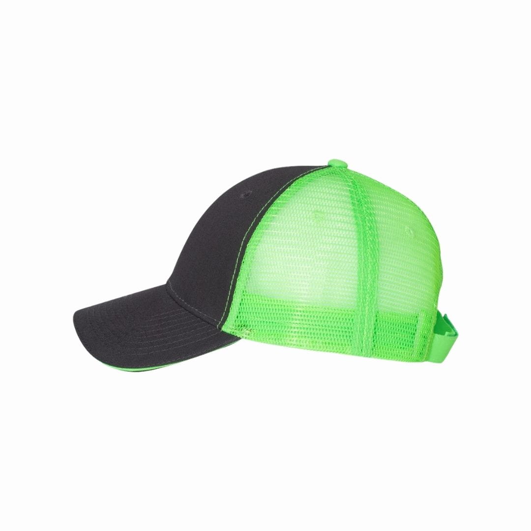 Black and green mesh cap on a white background