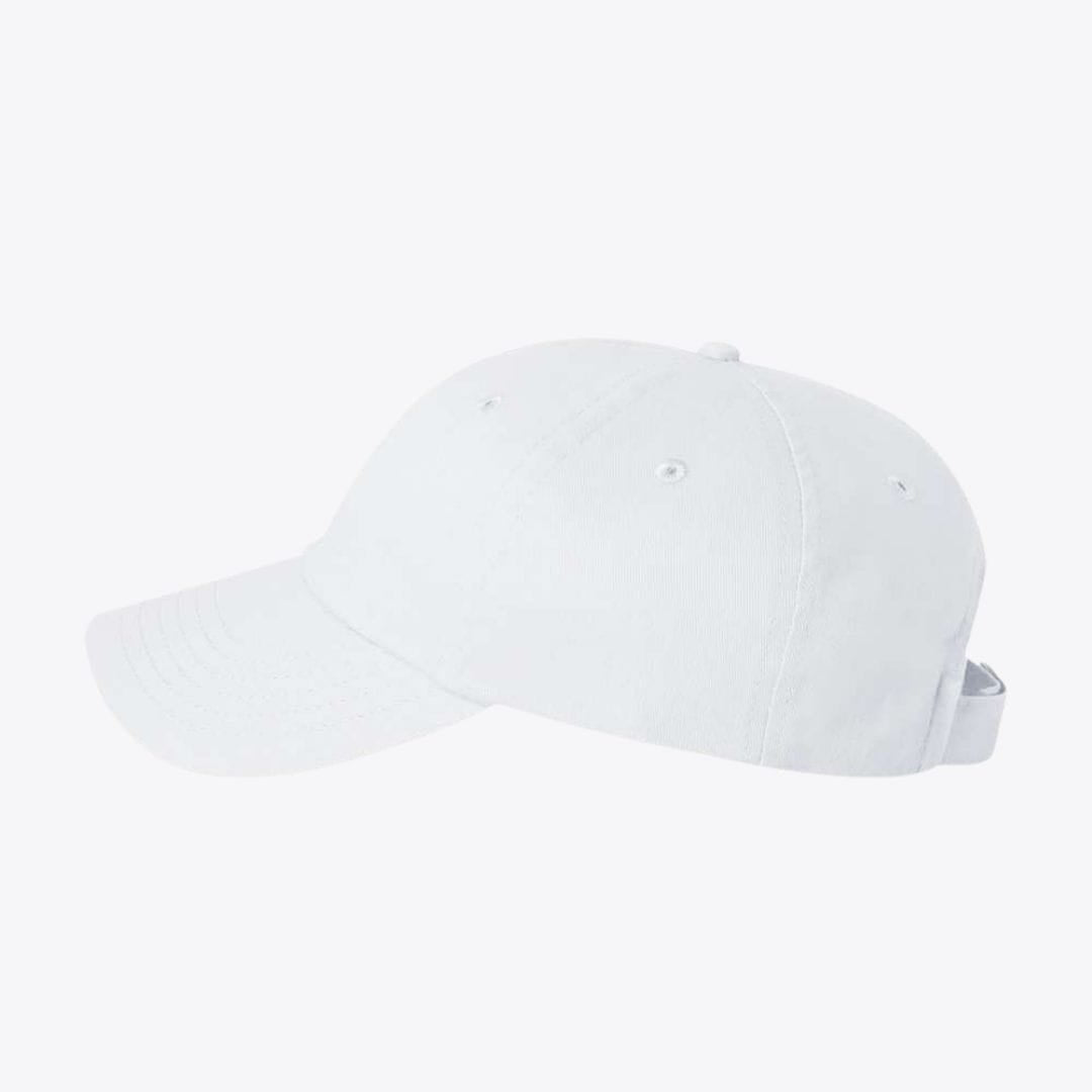 White baseball cap on a light gray background