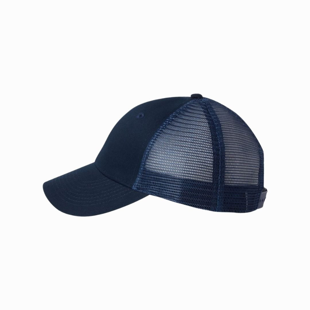 Navy blue mesh cap on a white background