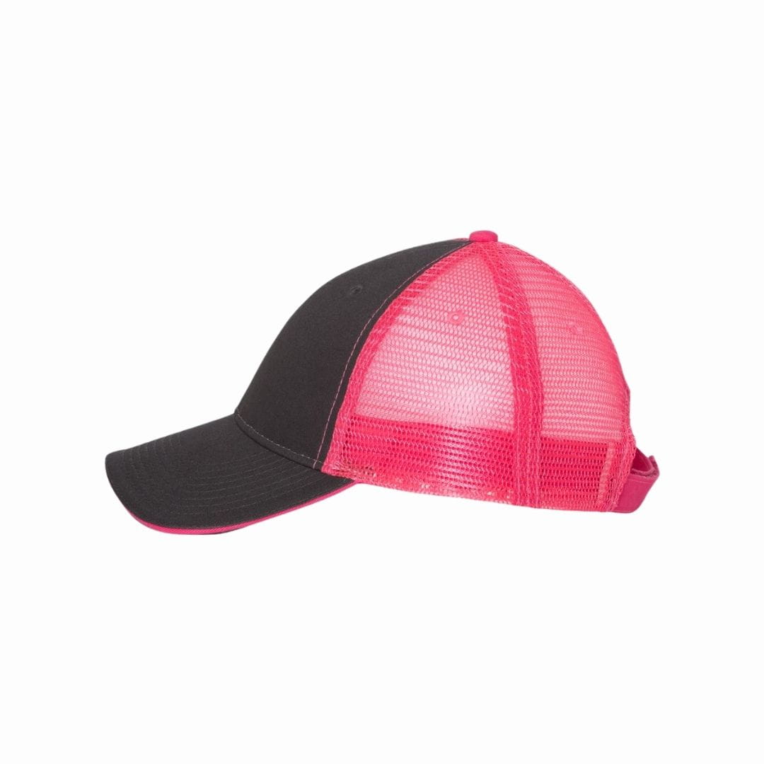 Black and pink mesh cap on a white background