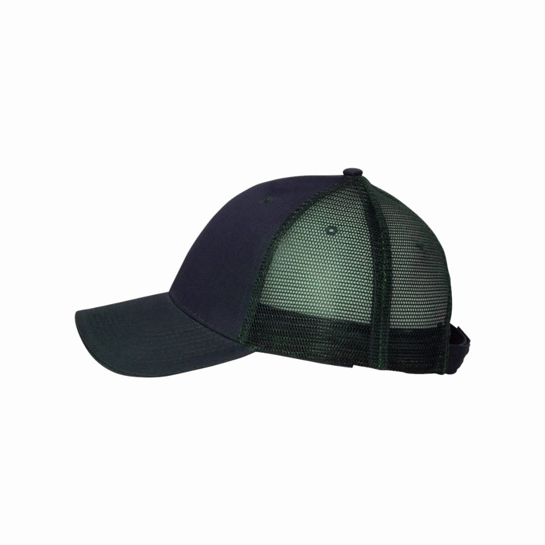 Black baseball cap with mesh back on a white background