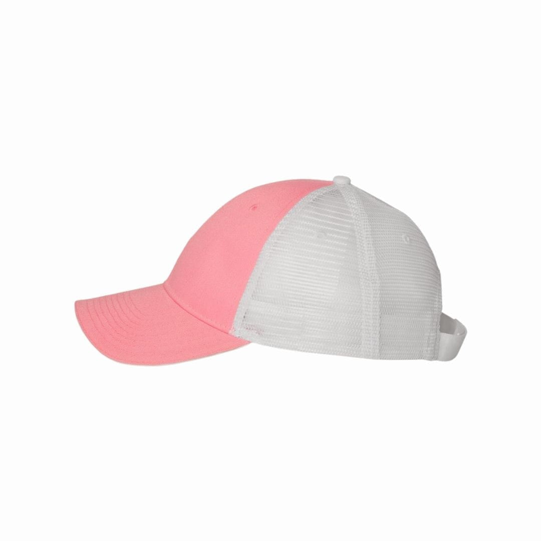 Pink and gray baseball cap on a white background