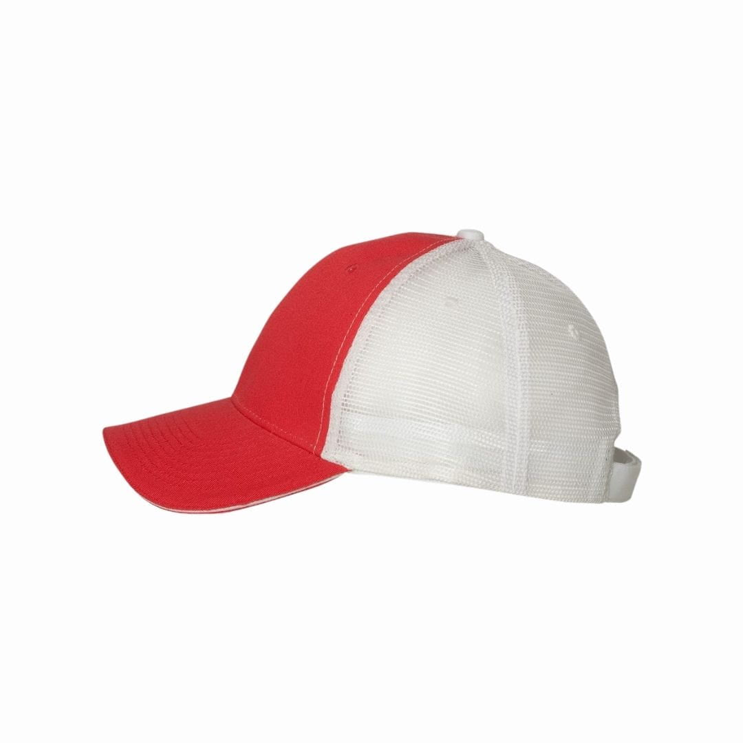 Red and white baseball cap on a white background