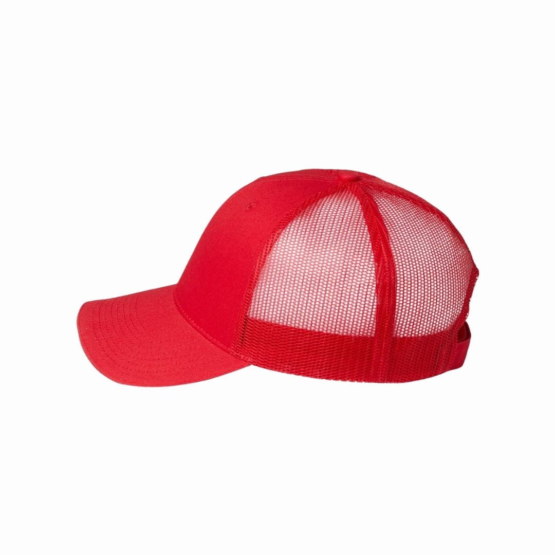 Red mesh cap on a white background